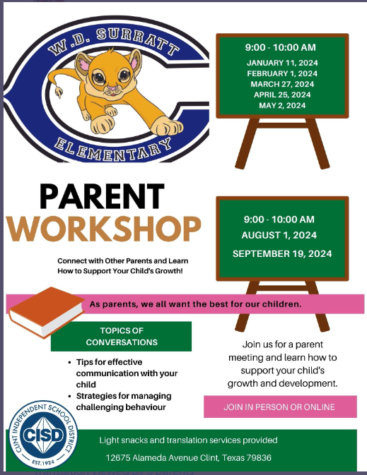 Parent Workshop Dates