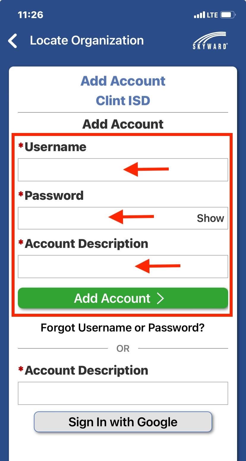 parent skyward username and password
